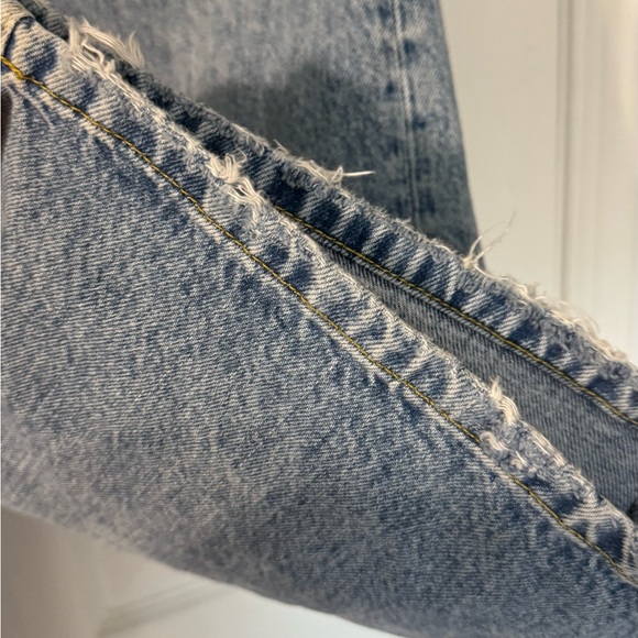 Topshop Wide Leg Jeans - Light Wash Raw Hem Size 30 - Picture 5 of 8